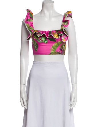 Borgo De Nor Printed Square Neckline Crop Top