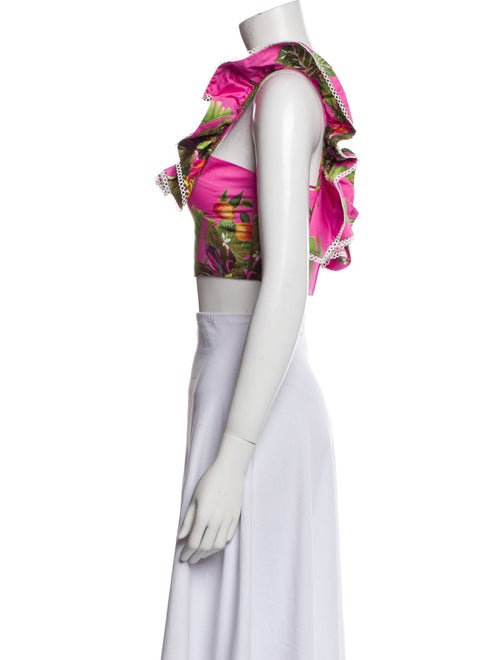 Borgo De Nor Printed Square Neckline Crop Top