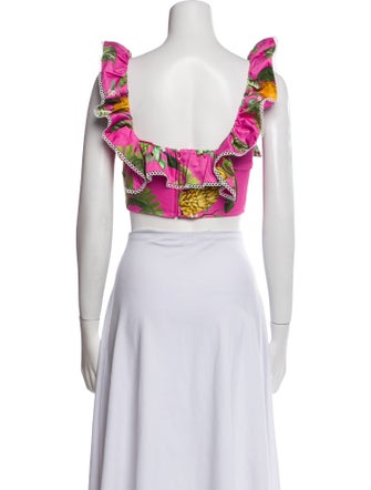 Borgo De Nor Printed Square Neckline Crop Top