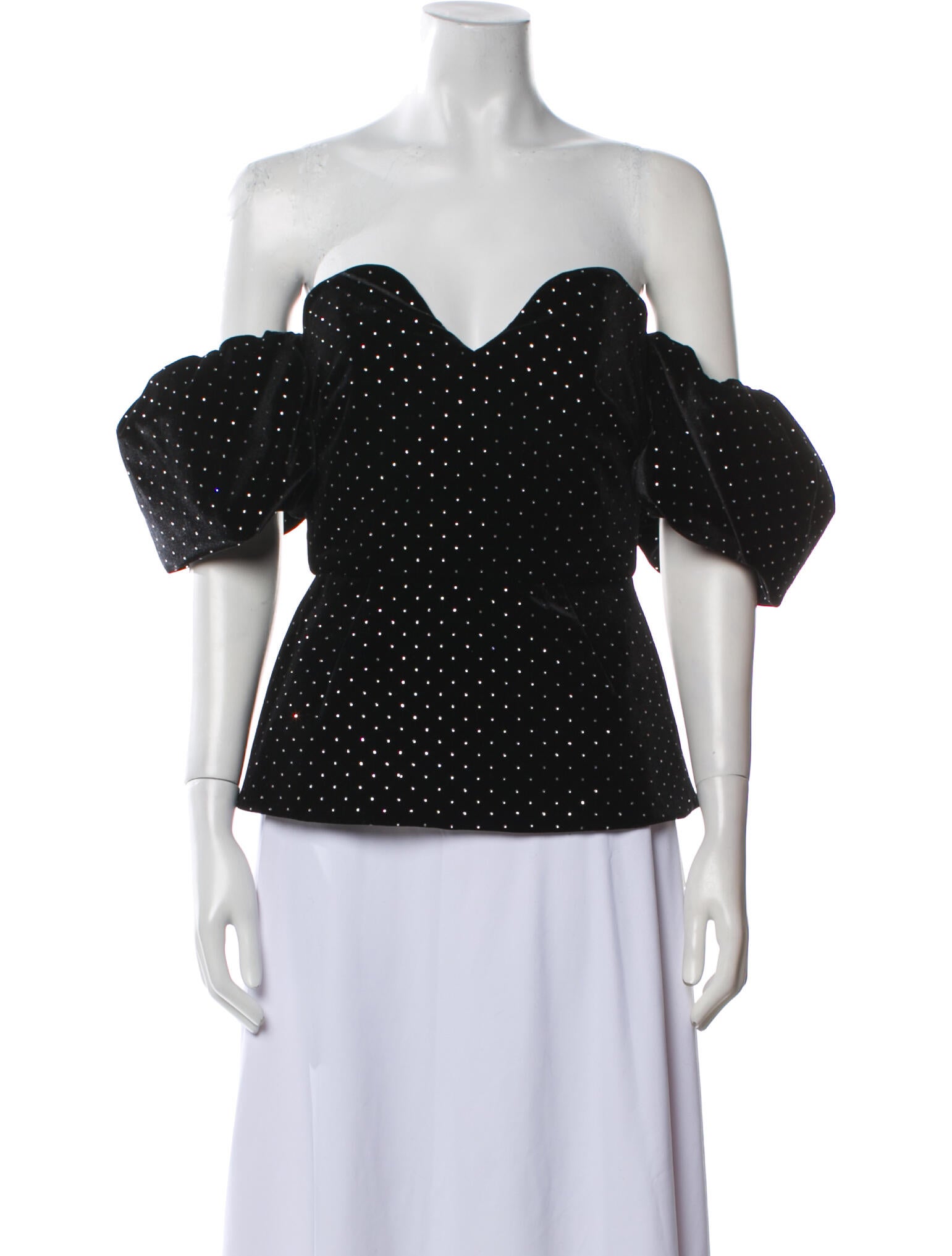 Borgo De Nor Polka Dot Print Off-The-Shoulder Crop Top