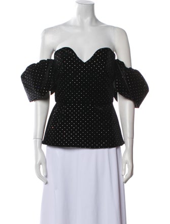 Borgo De Nor Polka Dot Print Off-The-Shoulder Crop Top