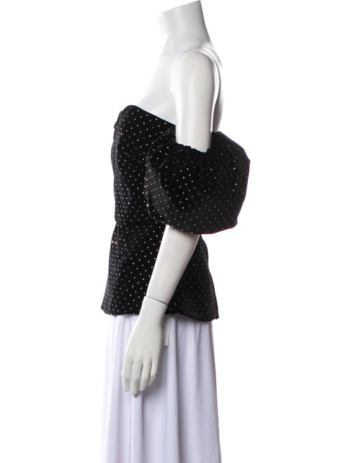 Borgo De Nor Polka Dot Print Off-The-Shoulder Crop Top