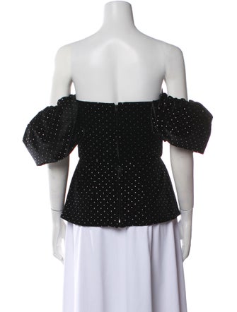 Borgo De Nor Polka Dot Print Off-The-Shoulder Crop Top