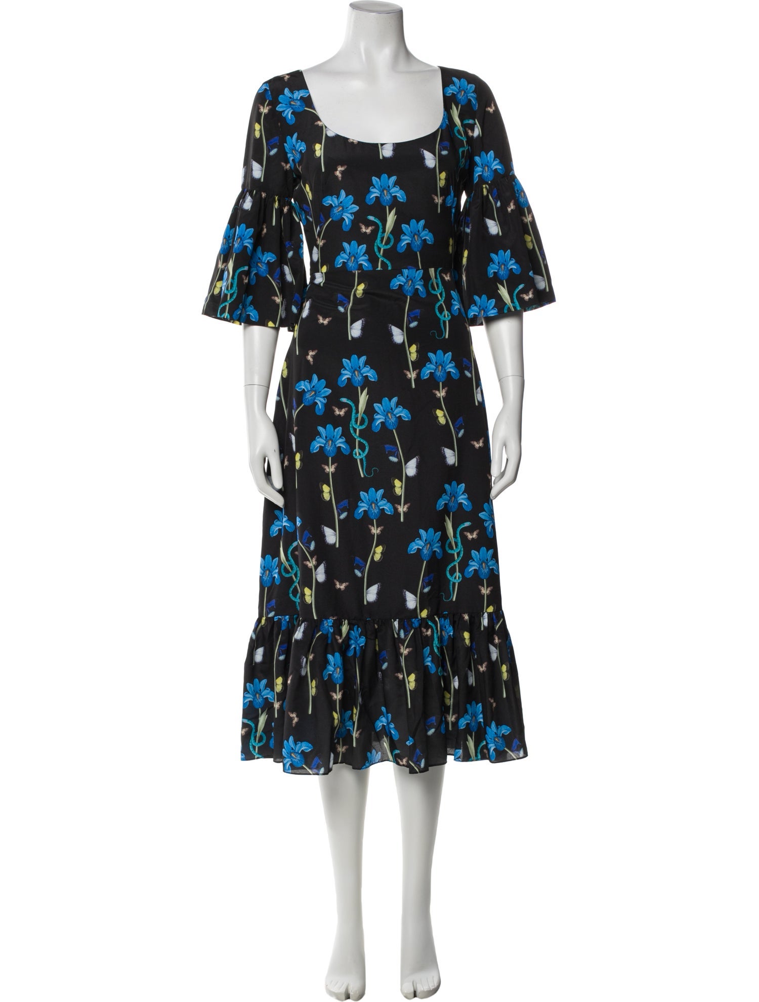 borgo de nor floral evening dress Olive floral-print satin-crepe maxi dress - multi