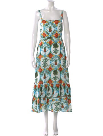 Pre-owned Borgo De Nor Linen Long Dress In Yellow