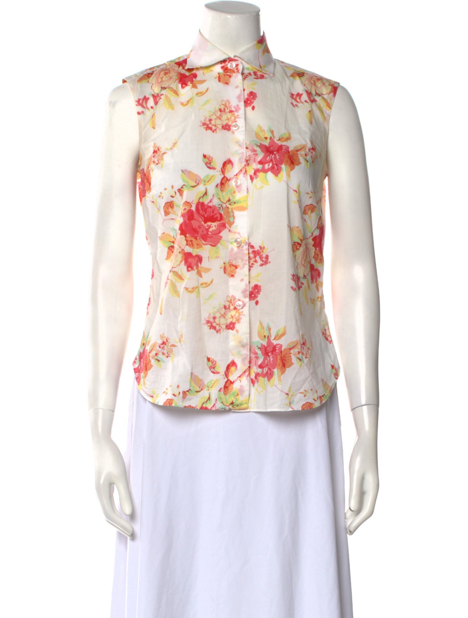 Borrelli Floral Print Sleeveless Button-Up Top