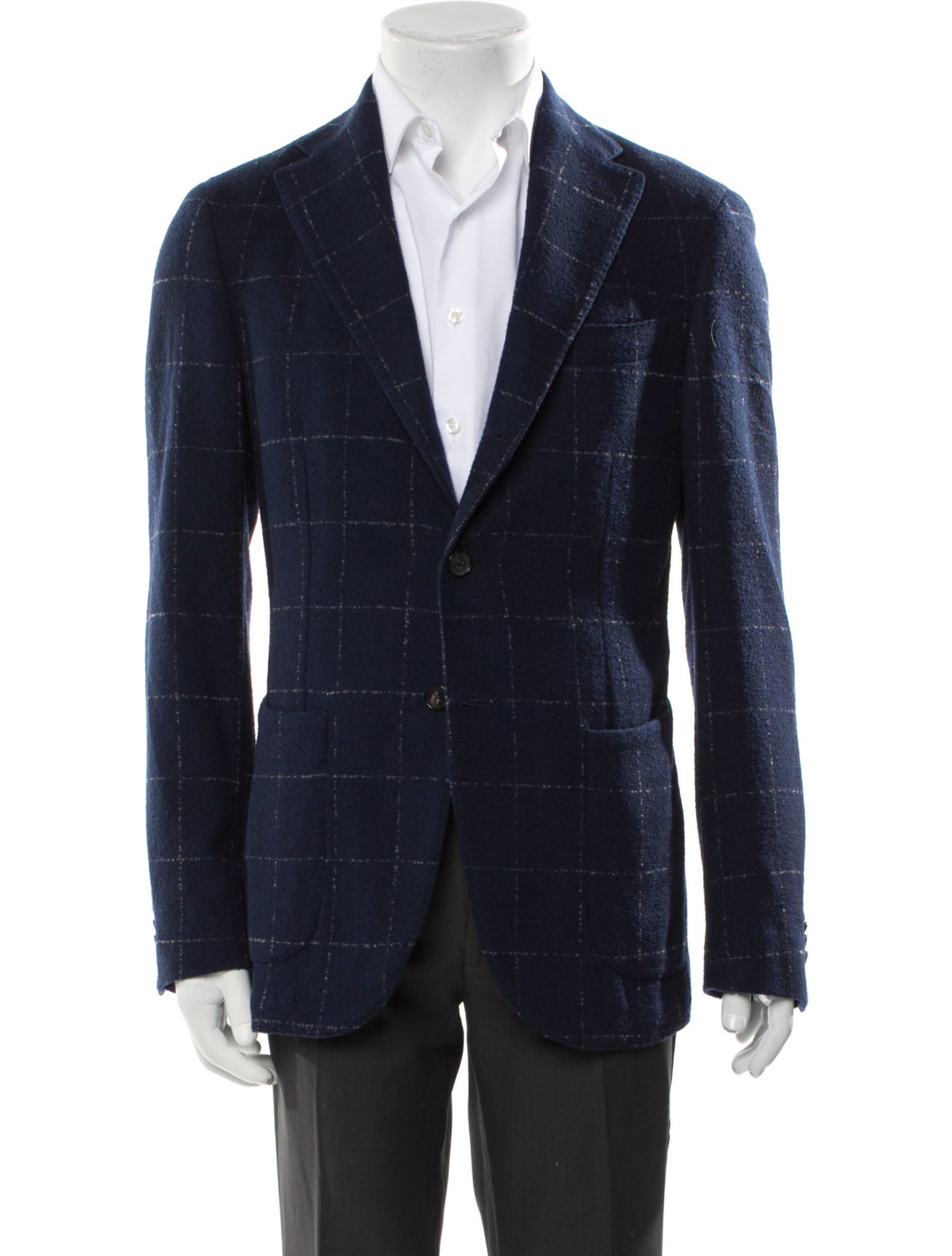 Borrelli Virgin Wool Plaid Print Blazer
