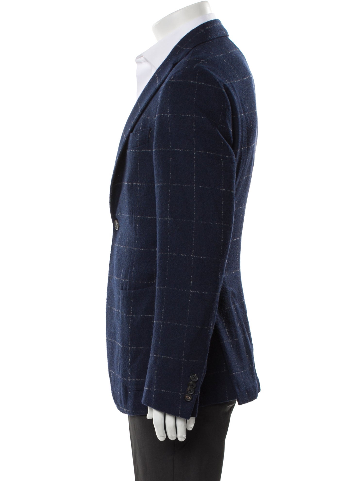 Borrelli Virgin Wool Plaid Print Blazer
