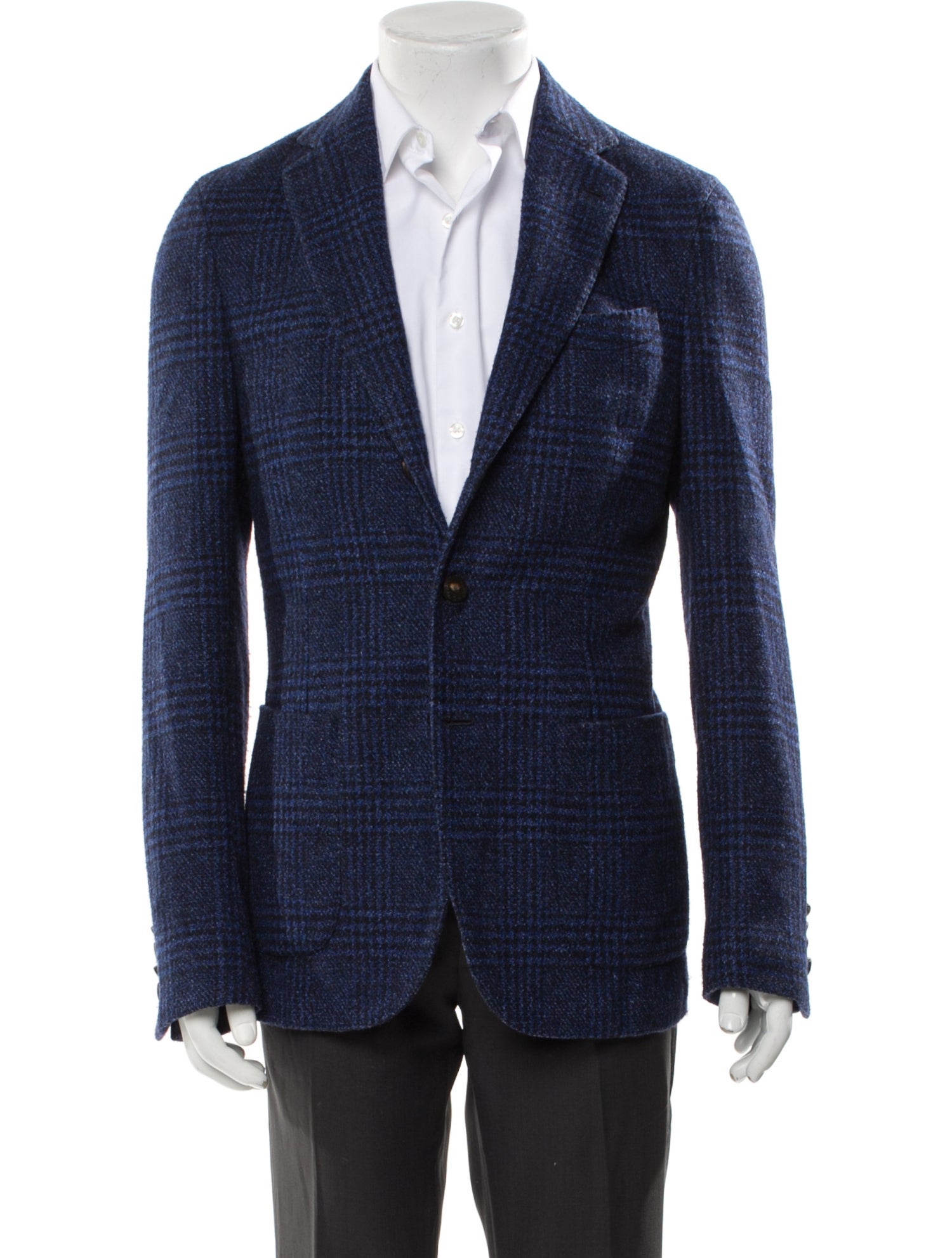 Borrelli Wool Plaid Print Blazer