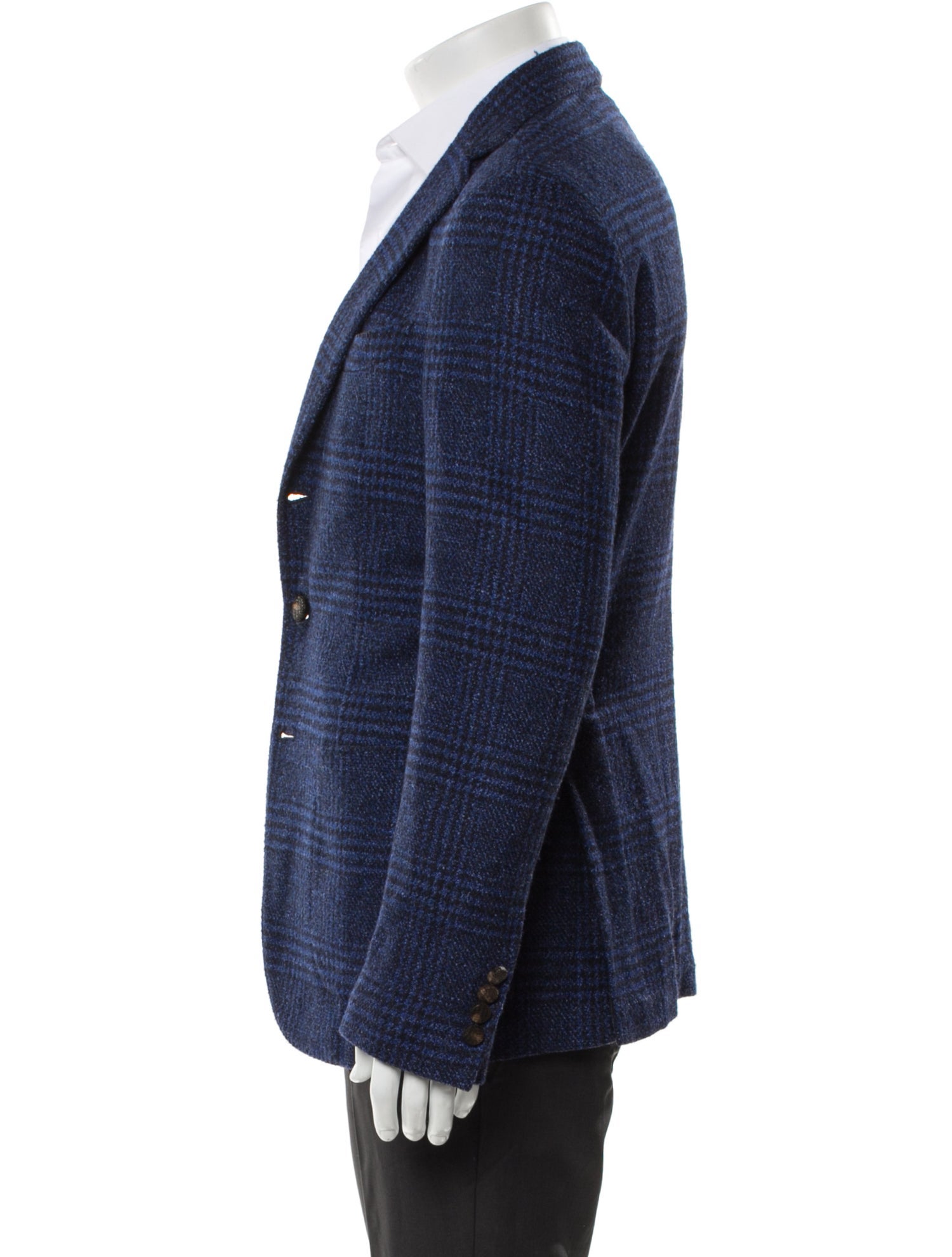 Borrelli Wool Plaid Print Blazer