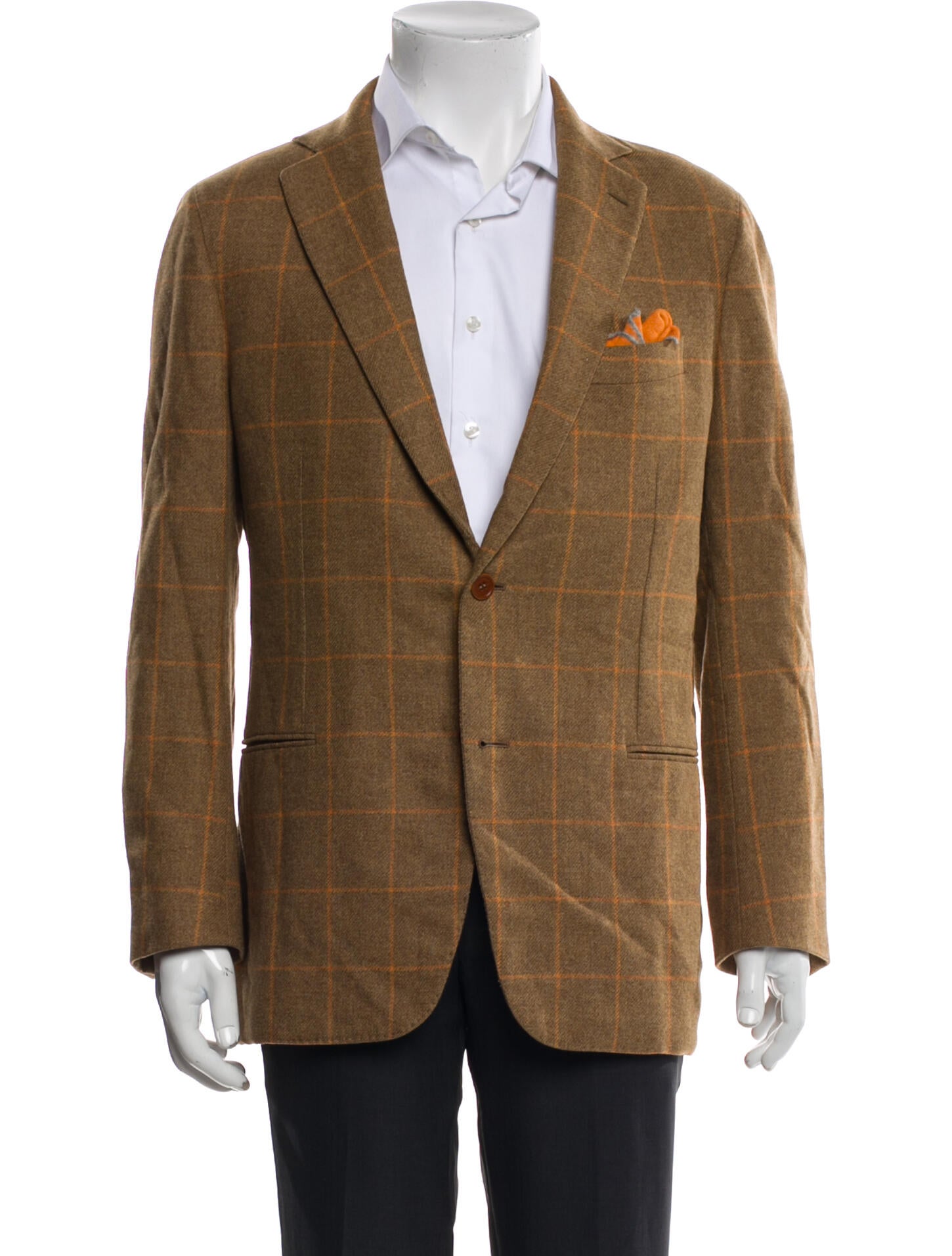 Borrelli Wool Plaid Print Blazer