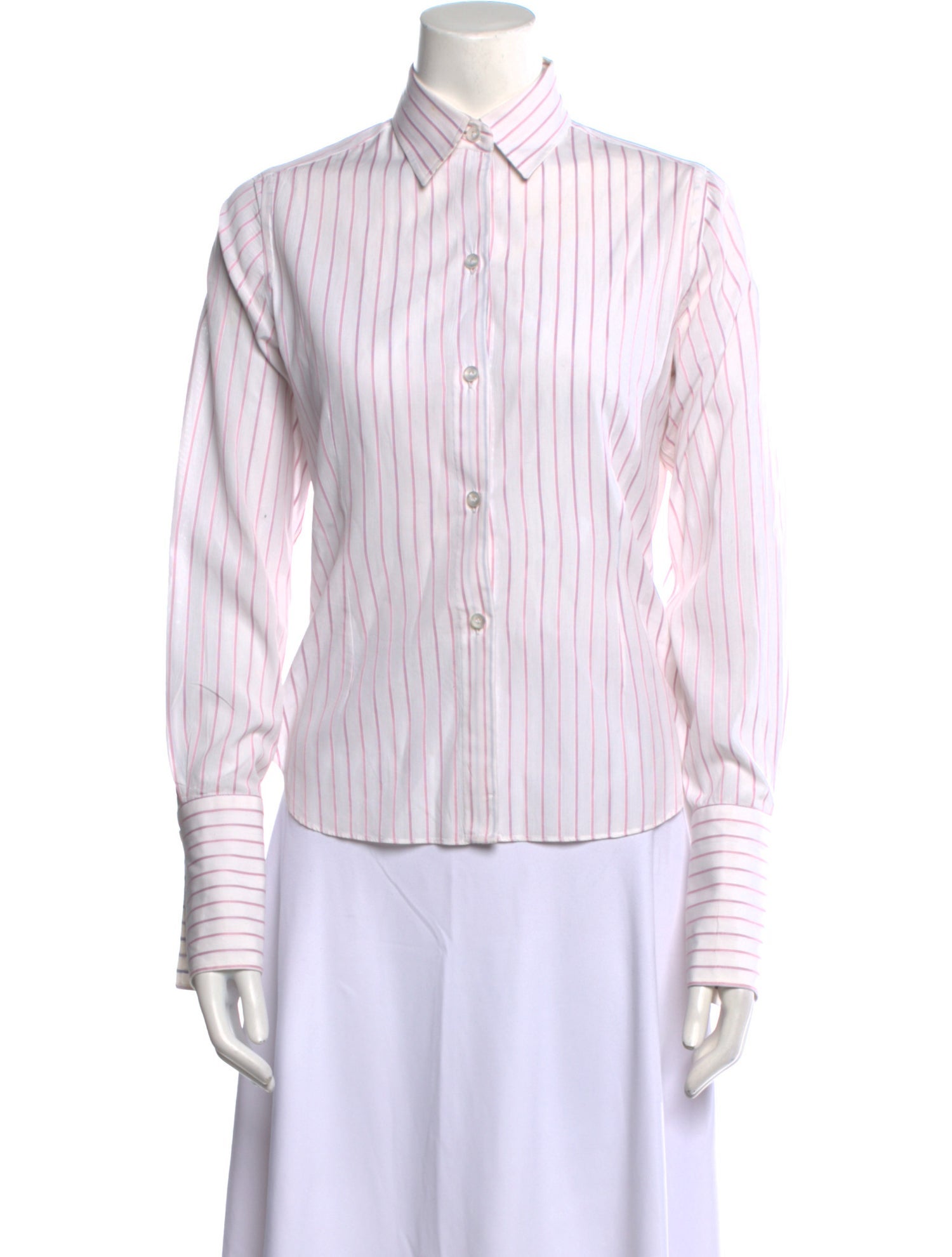 Borrelli Striped Long Sleeve Button-Up Top