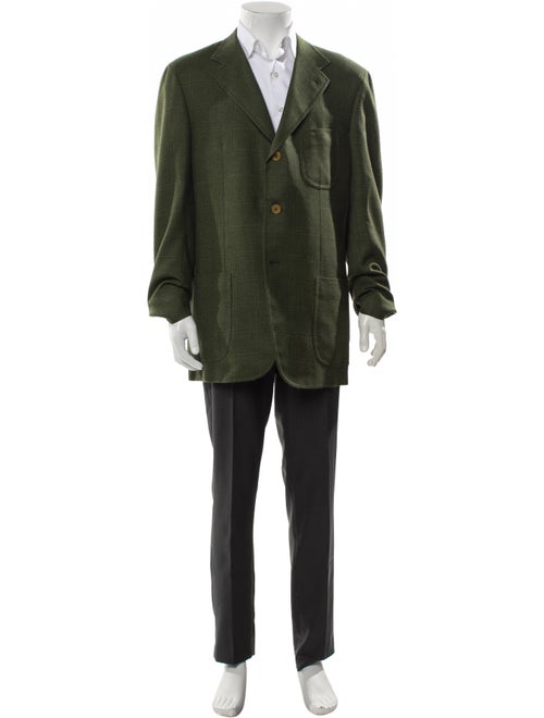 Borrelli Wool Plaid Print Blazer