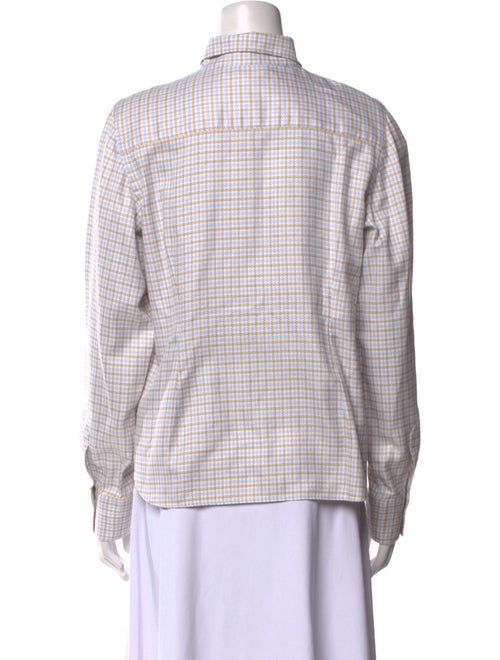 Borrelli Plaid Print Long Sleeve Button-Up Top