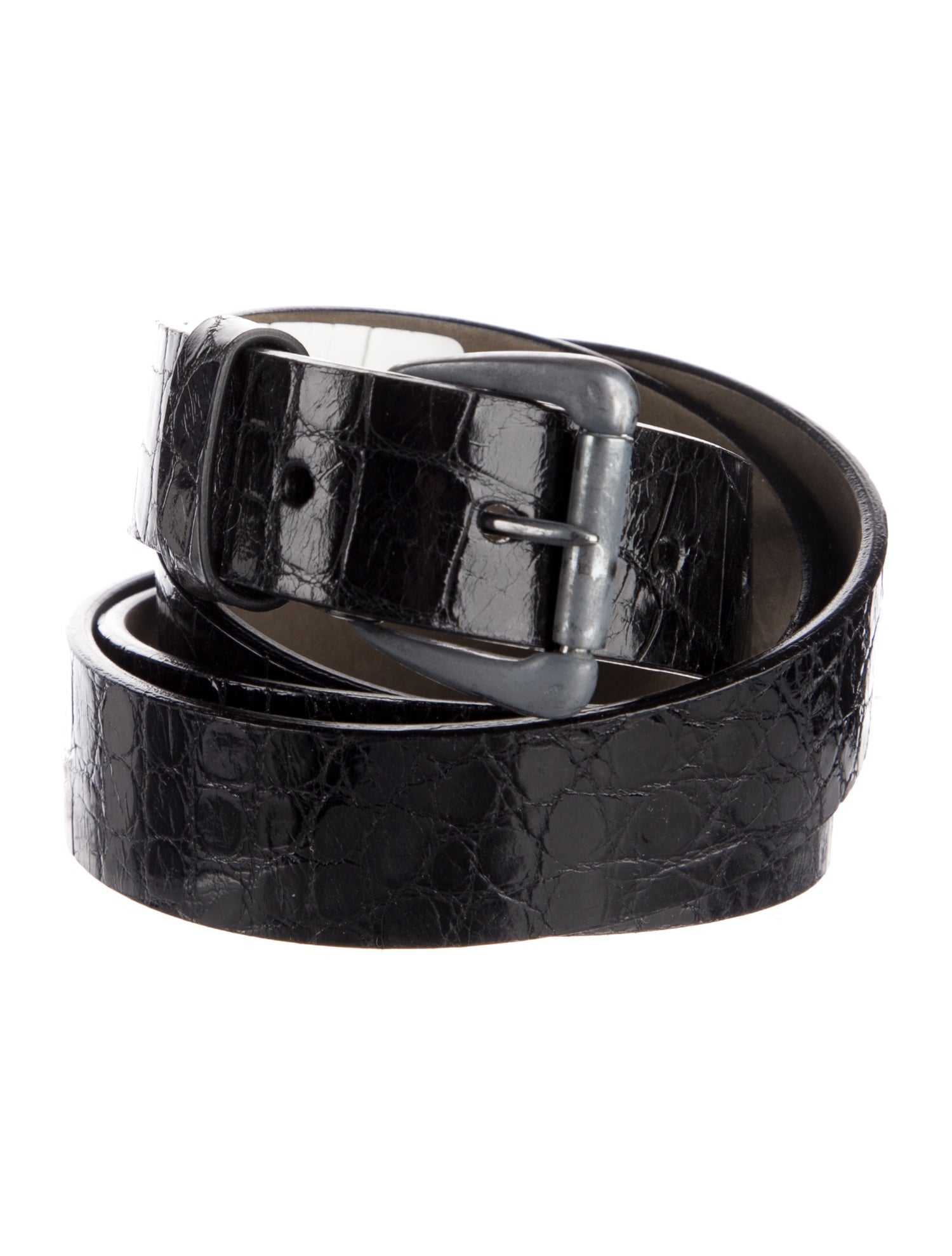 Borrelli Skinny Embossed Leather Belt