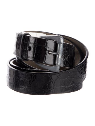 Borrelli Skinny Embossed Leather Belt