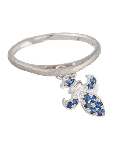 Borgioni Cocktail Ring 18K Sapphire Fleur de Lis Dangle 5