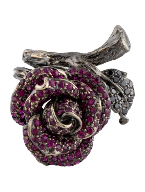 Borgioni 18K Ruby Rose & Diamond Cocktail Ring