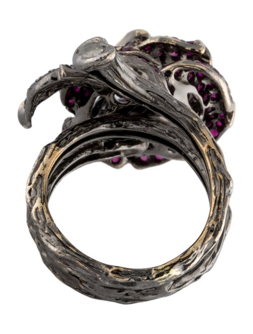 Borgioni 18K Ruby Rose & Diamond Cocktail Ring