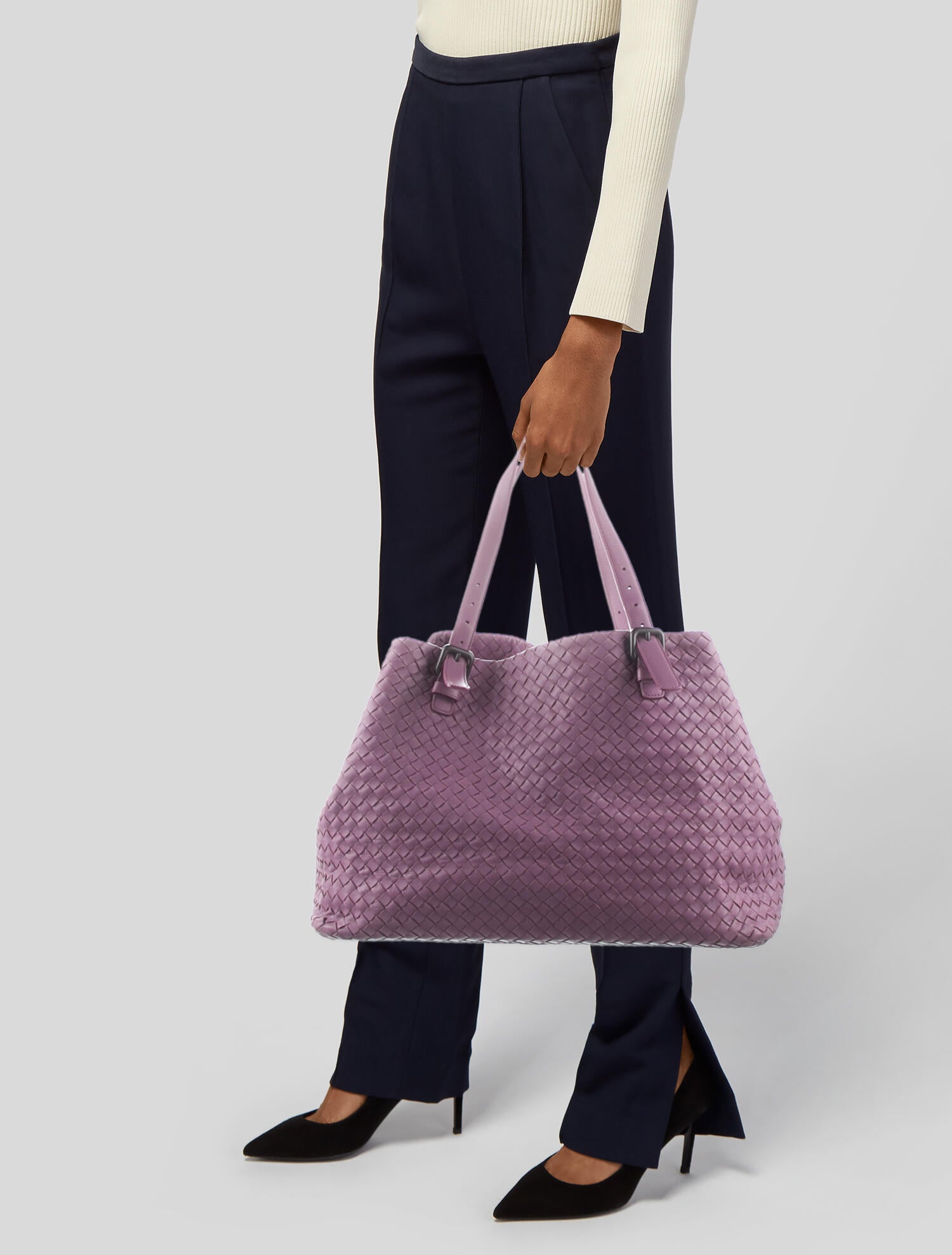 Bottega Veneta Nappa Intrecciato Large A-Shape Tote - Purple Totes
