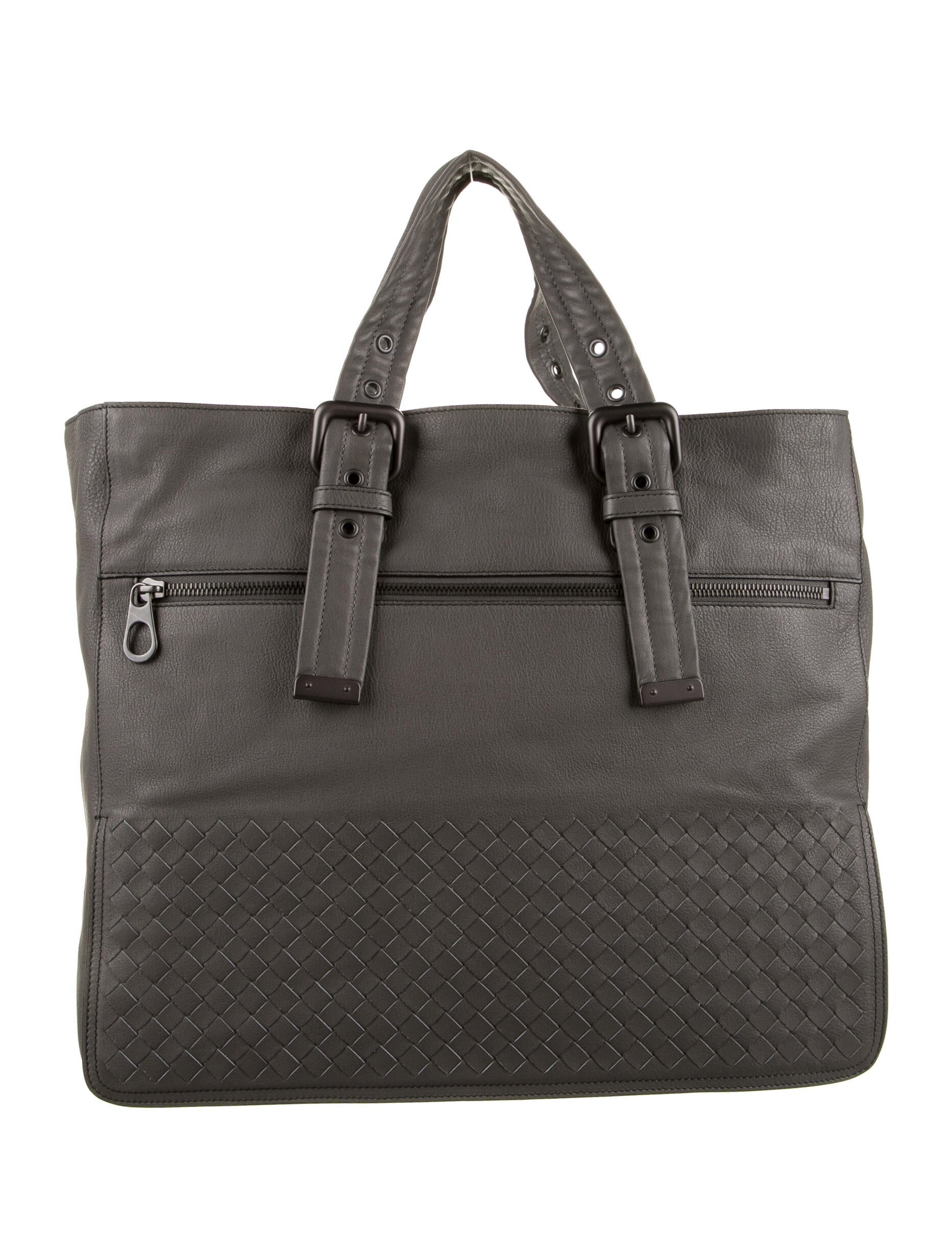 Bottega Veneta Intrecciato-Trimmed Leather Tote