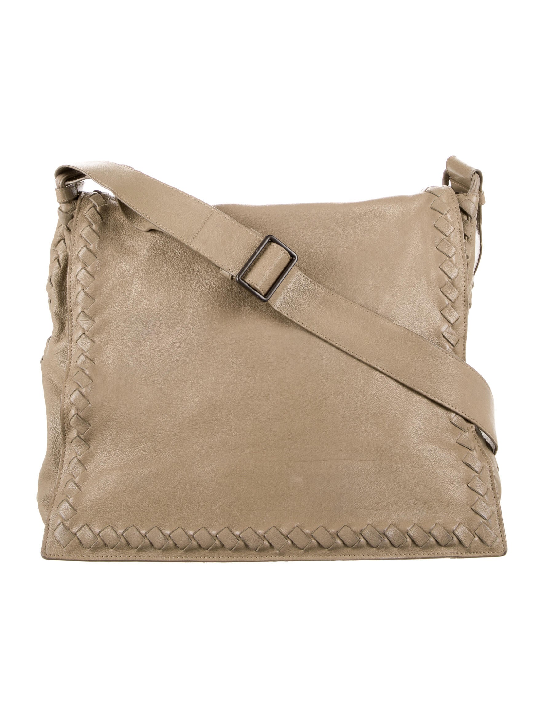 Bottega IntrecciatoTrimmed Messenger Bag Neutrals Crossbody Bags, Handbags BOT159641