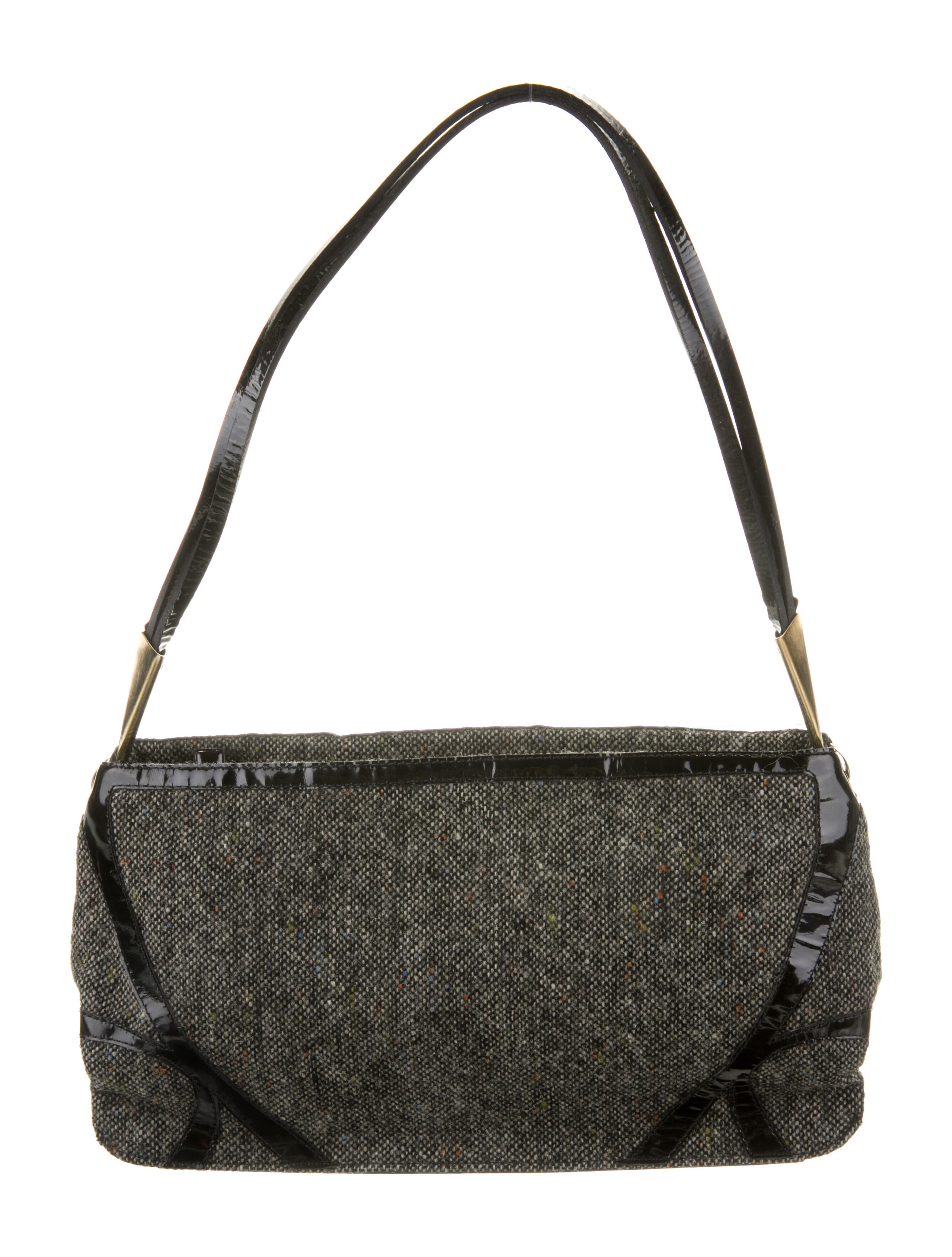 Bottega Vintage Wool Shoulder Bag Grey Shoulder Bags, Handbags