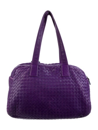 Bottega Veneta Leather Purple Intrecciato Shoulder Bag