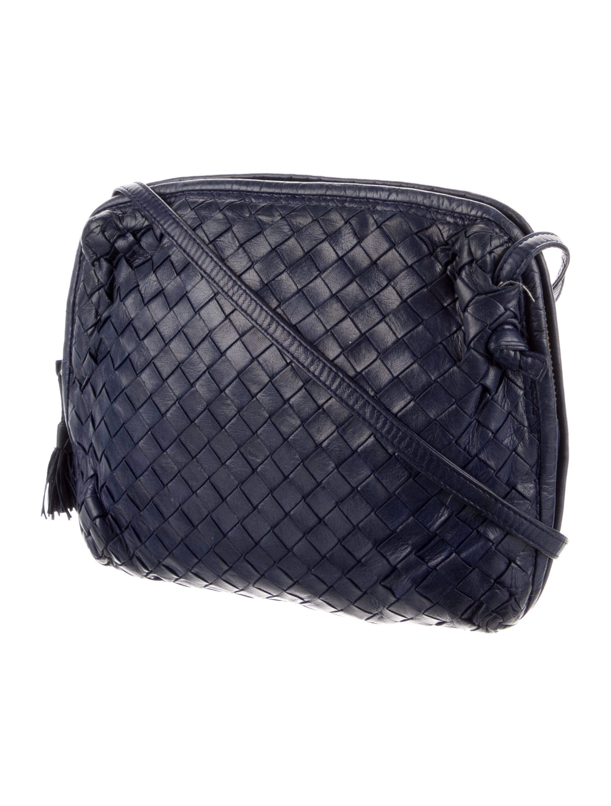 Bottega Vintage Nappa Intrecciato Crossbody Bag Blue Crossbody