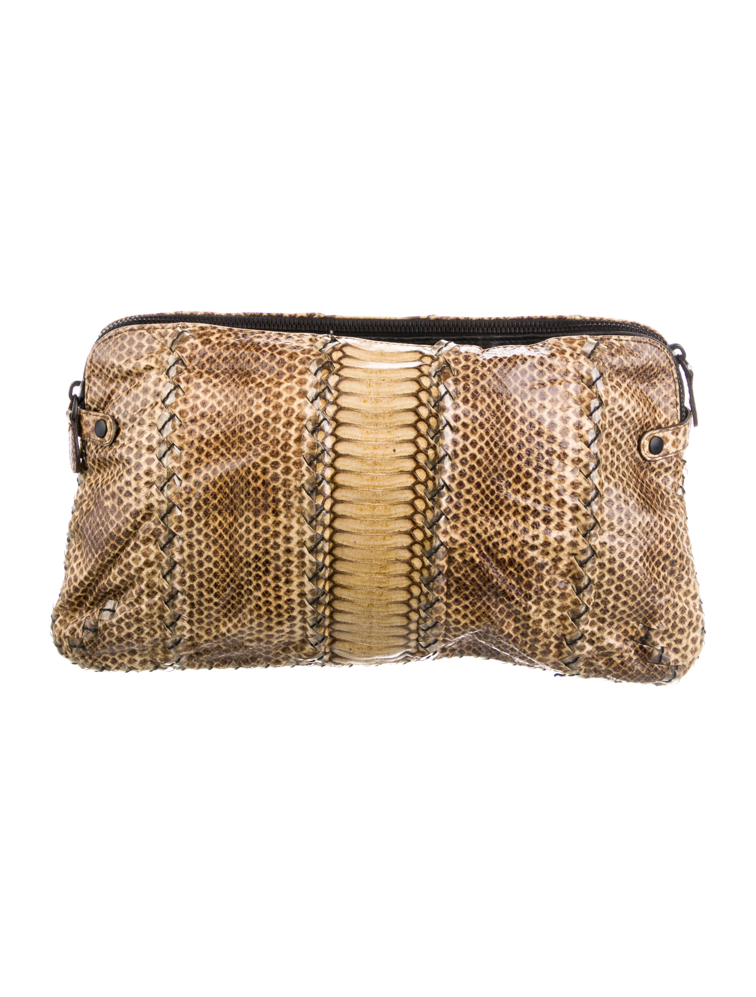 Bottega Veneta Python Zip Clutch