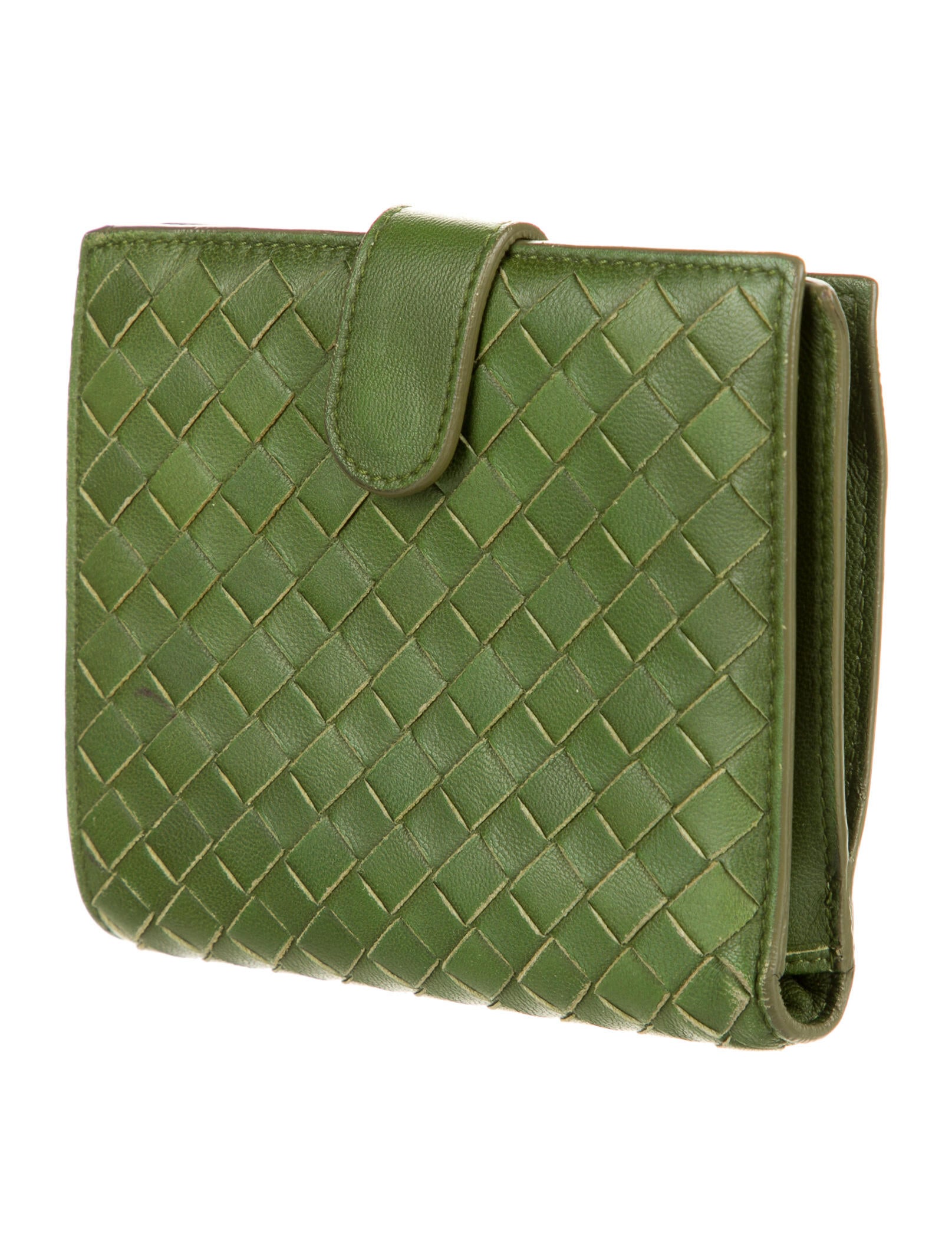 Bottega Veneta Leather Intrecciato Weave Compact Wallet