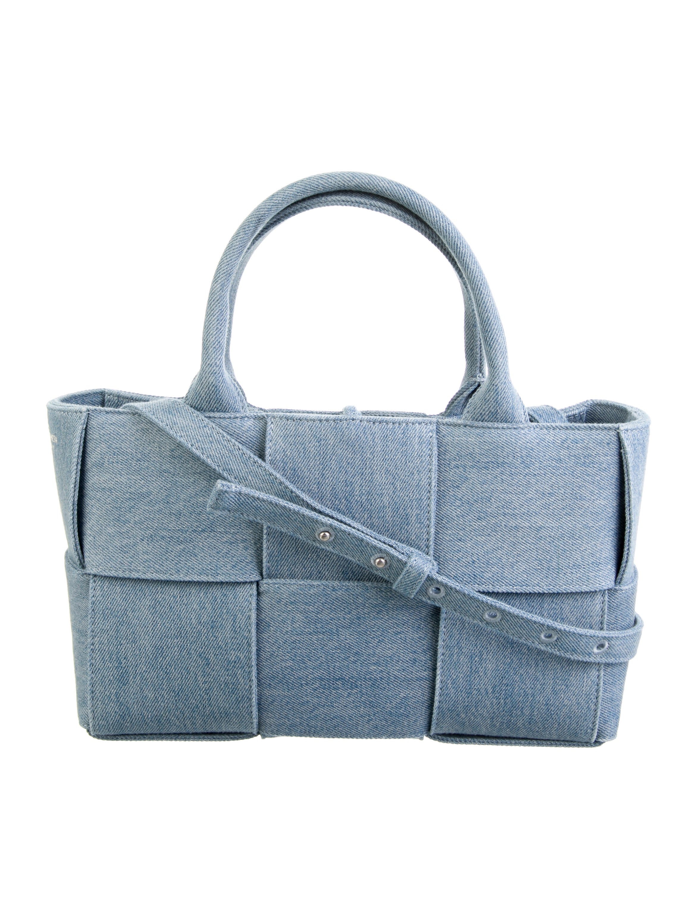 BOTTEGA VENETA MINI THE ARCO ストーム Bottega Veneta - Arco 29 Storm Blue Woven Leather Small