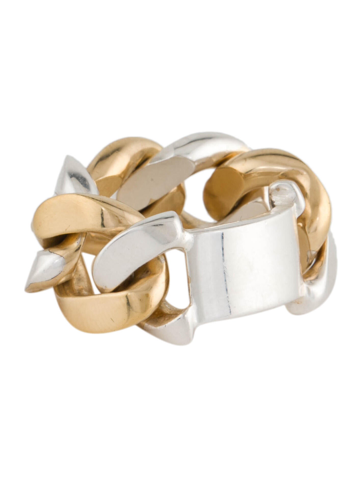 Bottega Veneta Chain Link Ring - Gold-Tone Metal Band, Rings