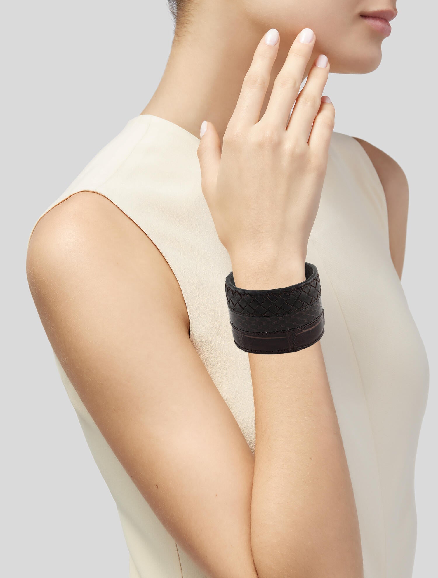 Bottega Veneta Leather Cuff Bracelet