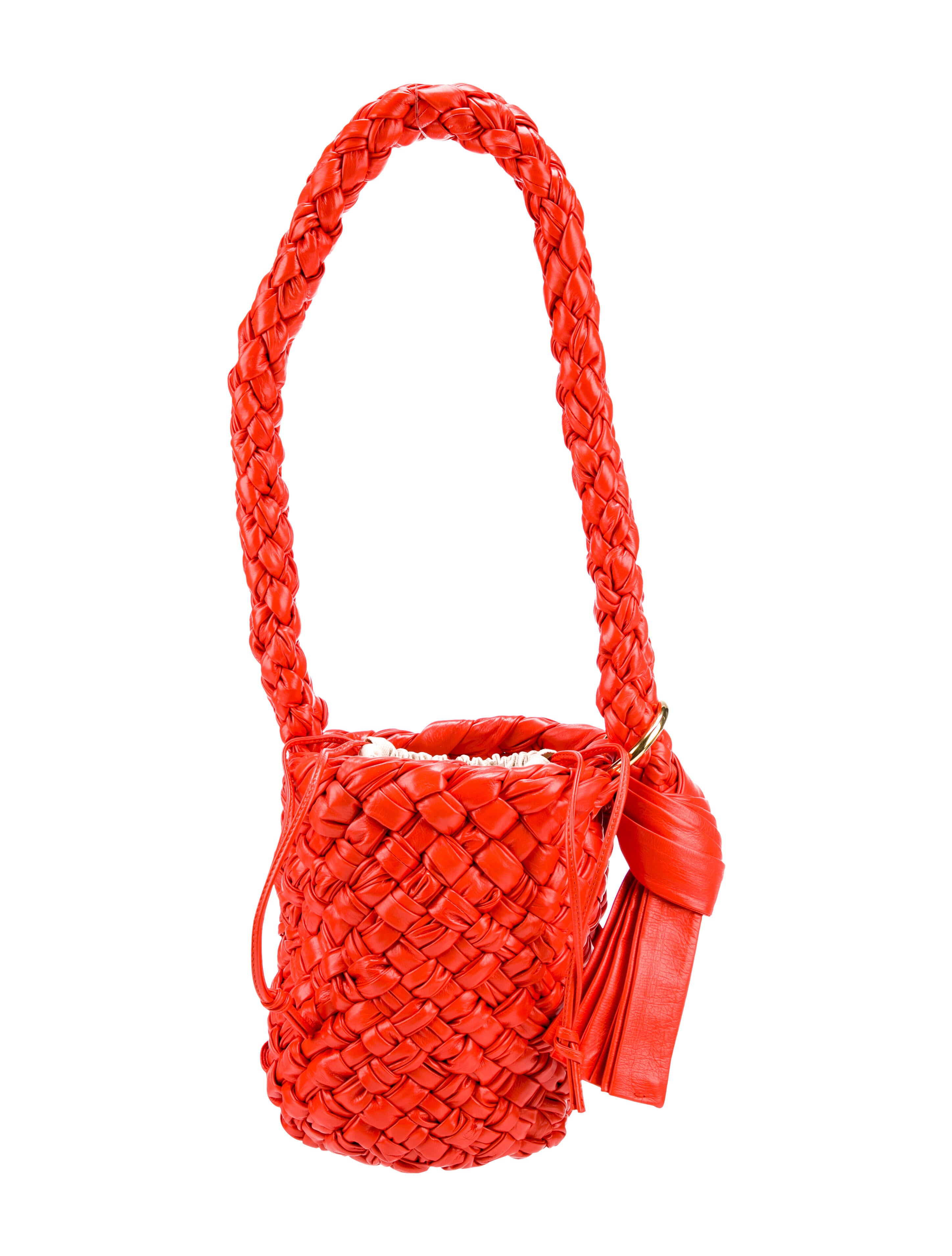 BOTTEGA VENETA ボッテガヴェネタ Kalimero Bucket Bag カリメロ イントレチャート 2WAY バケットバッグ ショルダーバッグ レッド 717177 Bottega Veneta Kalimero Bucket Bag - Orange Bucket Bags, Handbags