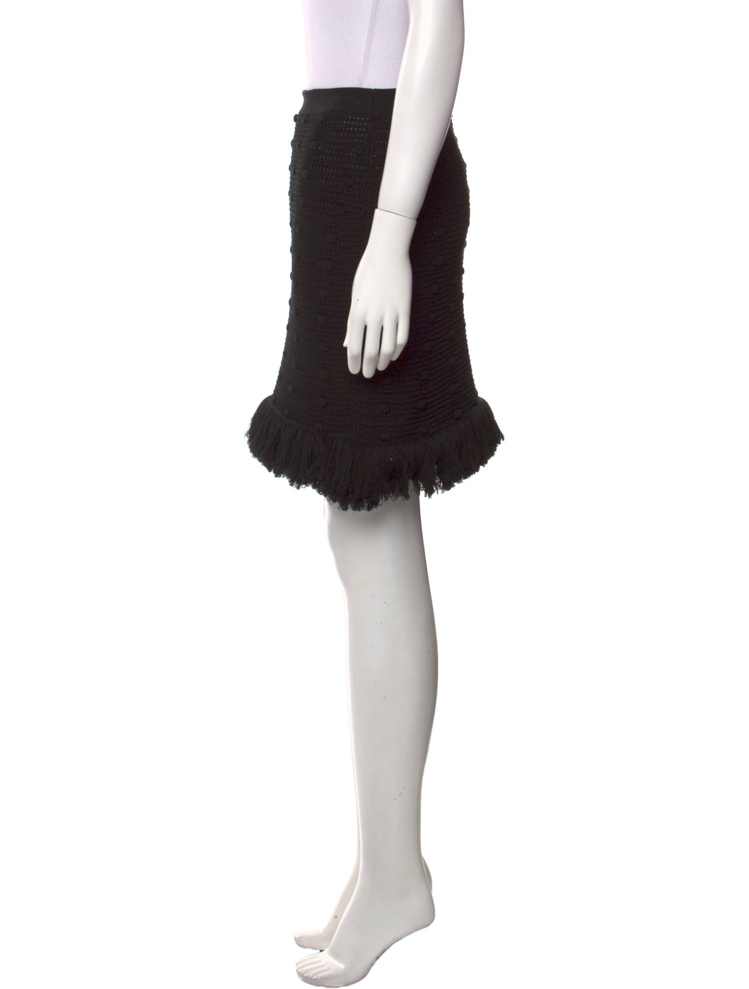 Bottega Veneta Fringe Trim Accent Knee-Length Skirt