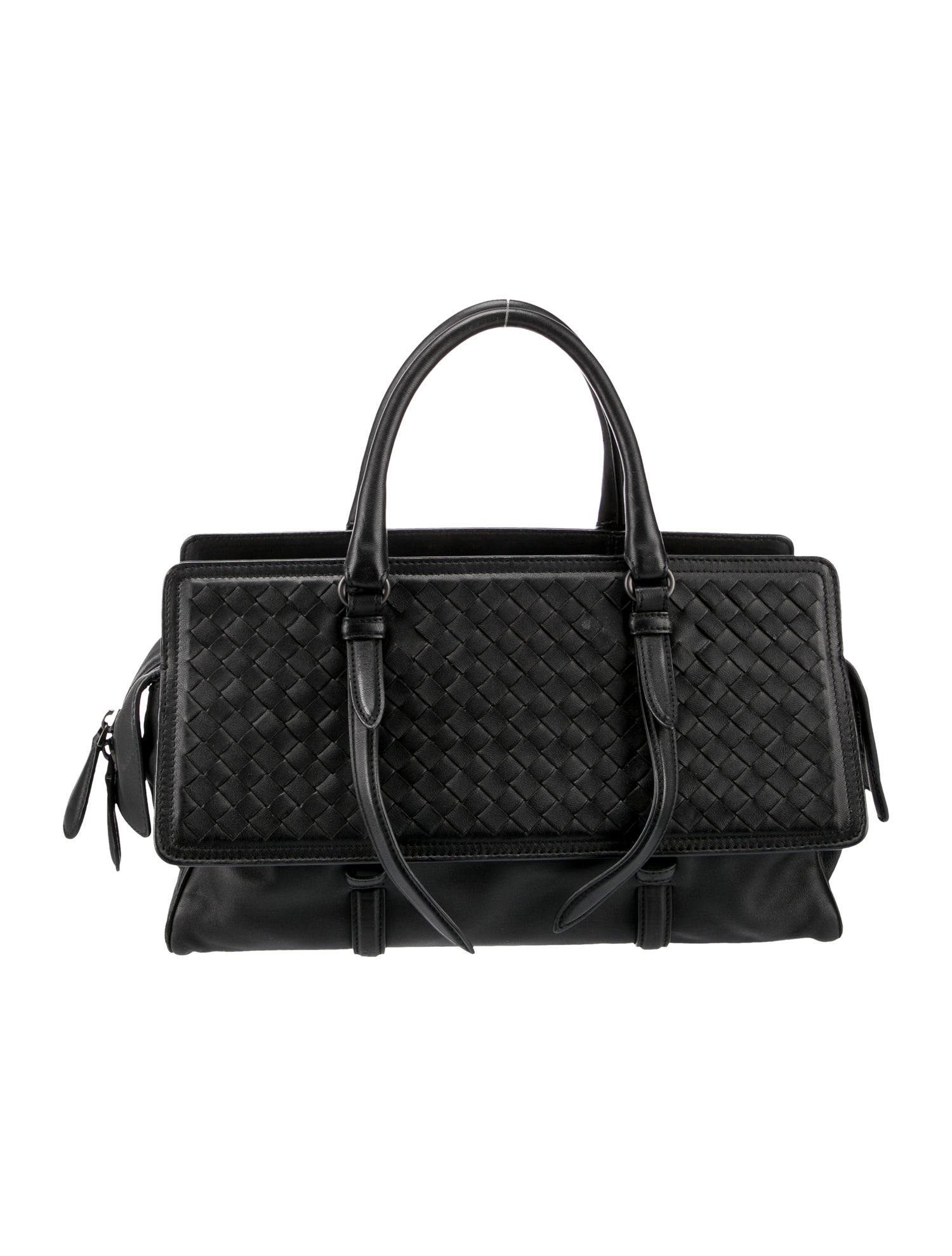 Bottega Veneta Intrecciato Small Monaco Handle Bag - Black