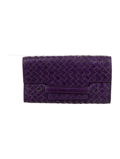 Bottega Veneta Intrecciato Weave Ostrich Continental Wallet