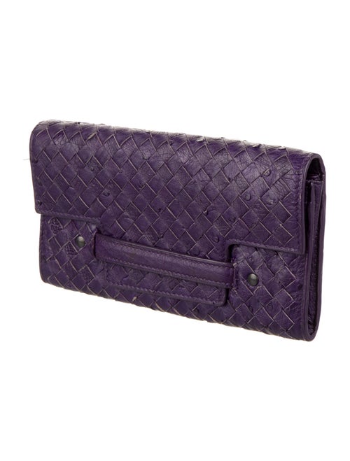 Bottega Veneta Intrecciato Weave Ostrich Continental Wallet