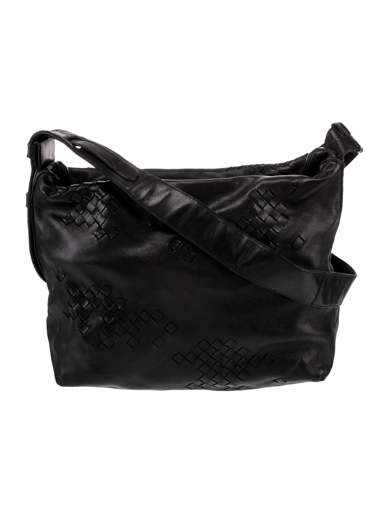 Bottega Veneta Leather Intrecciato Shoulder Bag - Black Shoulder