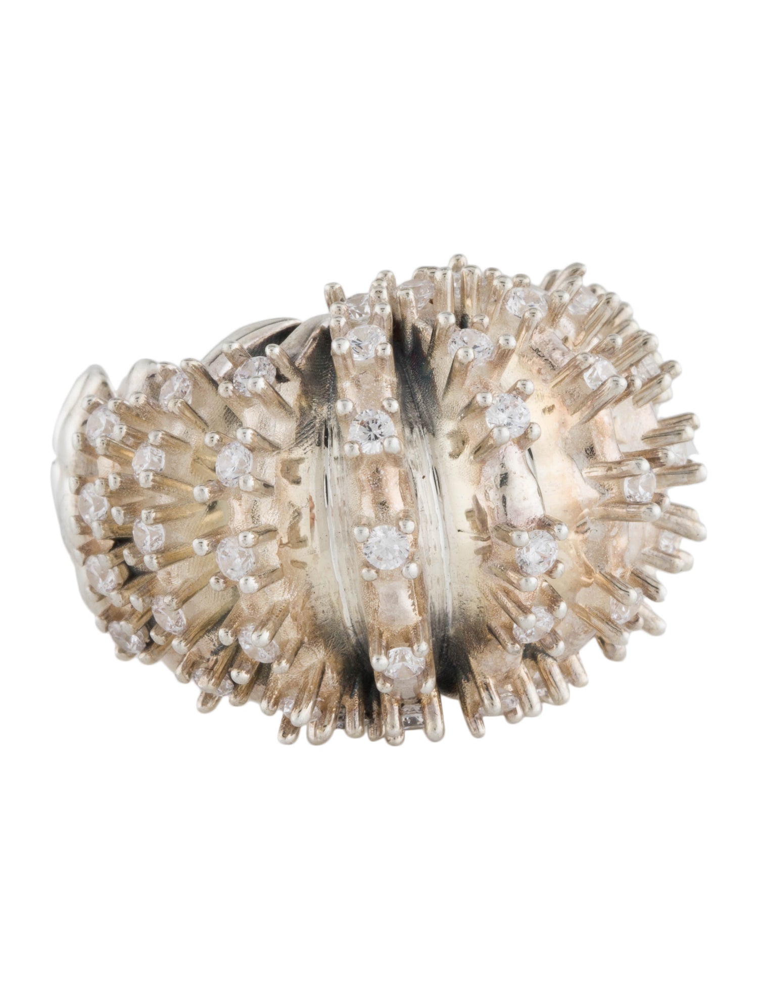 Bottega Veneta Cubic Zirconia Spiked Band Ring - Clear