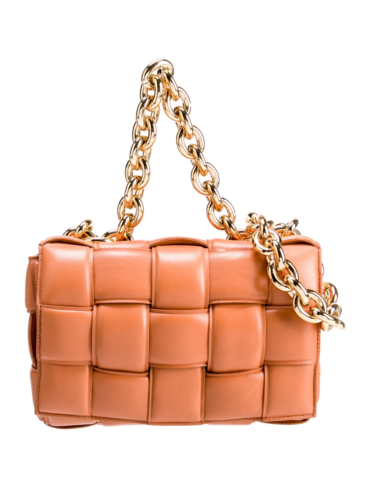 Bottega Intrecciato Chain Padded Cassette Brown Shoulder Bags