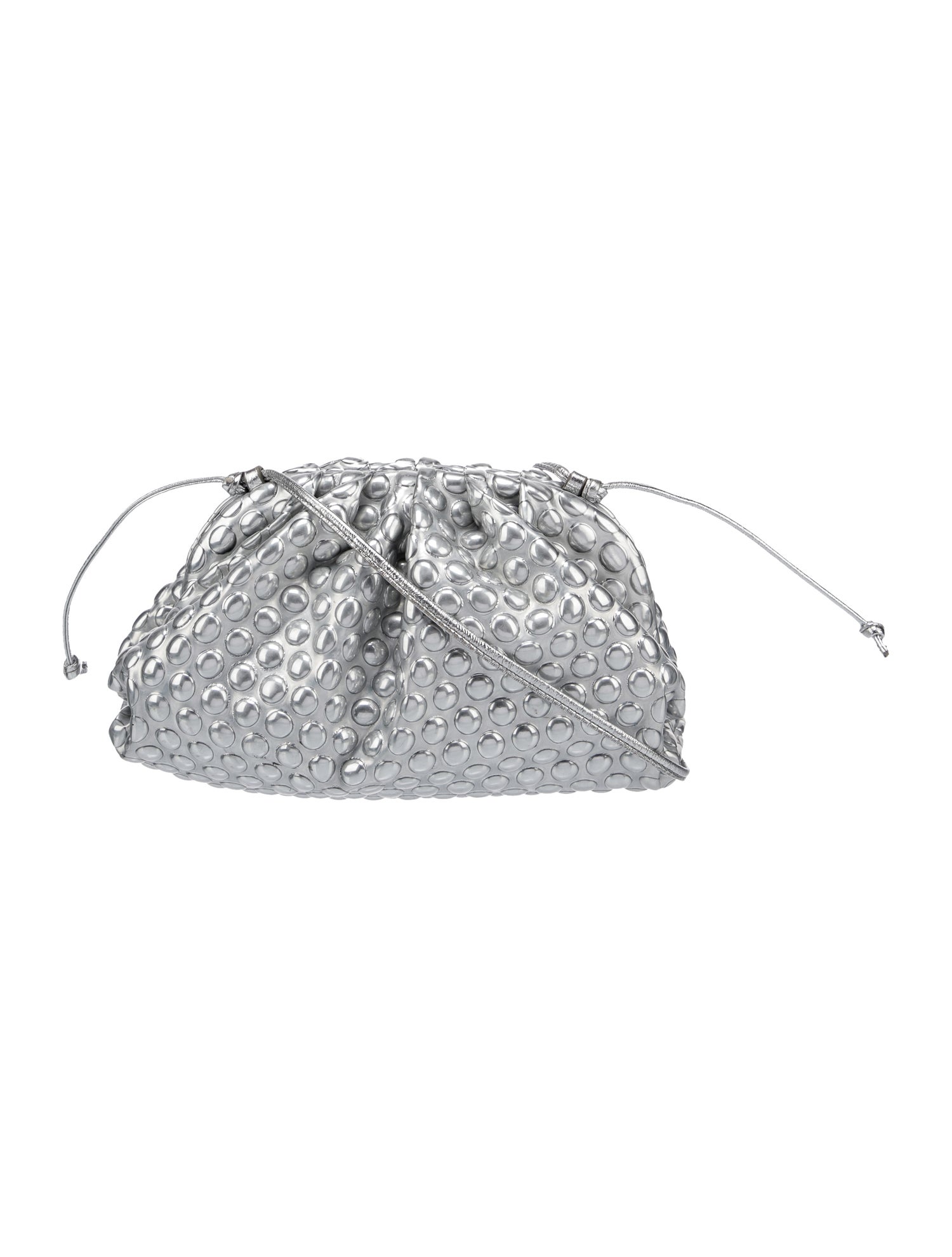Bottega Bubble Wrap Mini Pouch Silver Crossbody Bags, Handbags