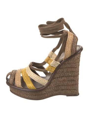 Bottega Veneta Sandals Raffia Colorblock Pattern Espadrilles Us8, It38 | 8