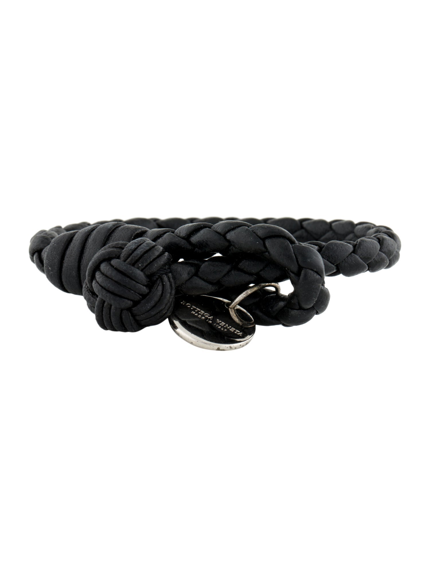 Bottega Veneta Leather Intrecciato Wrap Bracelet - Black