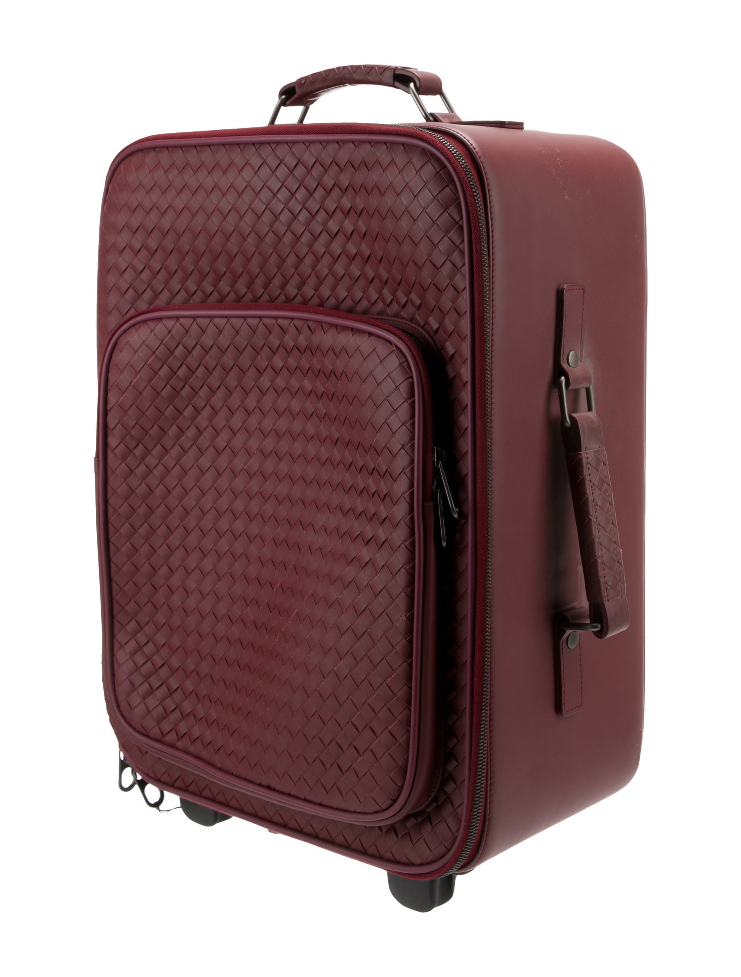 Bottega Intrecciato Leather Rolling CarryOn Burgundy