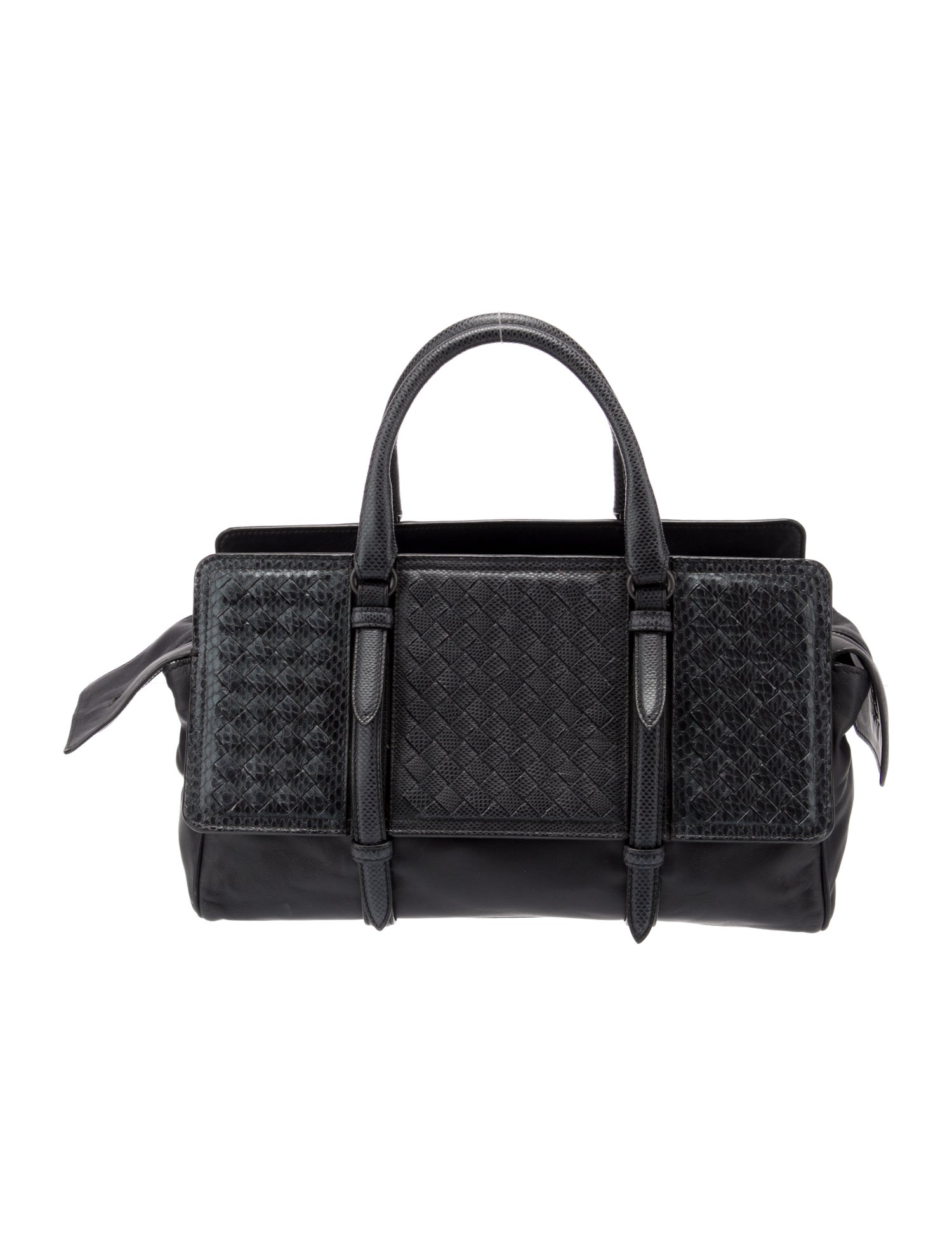 Bottega Veneta Intrecciato Trimmed Handle Bag - Black Handle Bags ...
