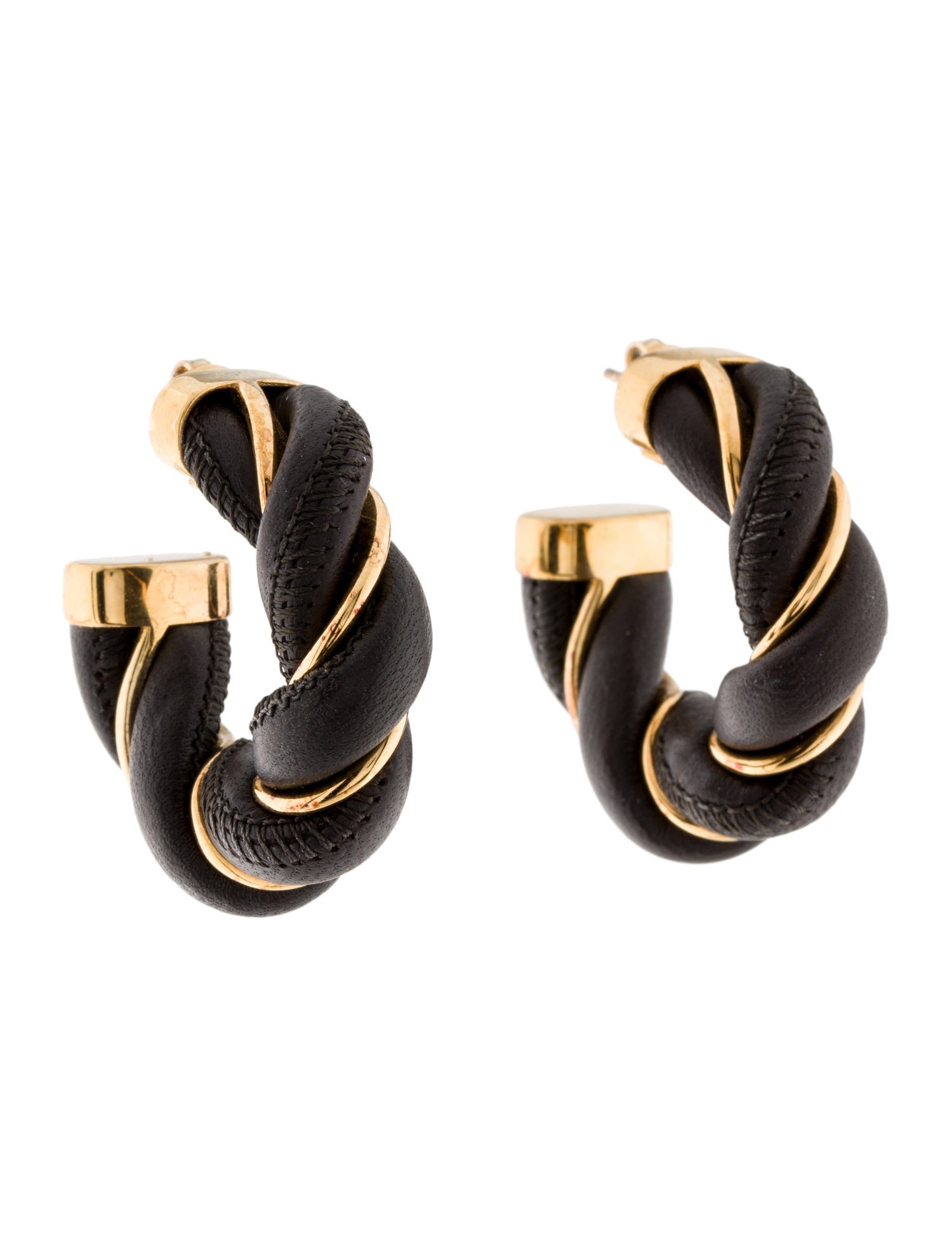 Bottega Veneta Leather Twist Hoop Earrings