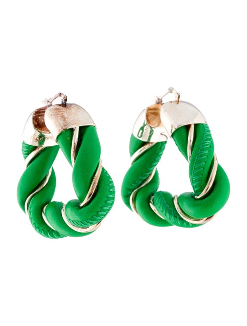 Bottega Veneta Leather Triangle Twist Hoop Earrings