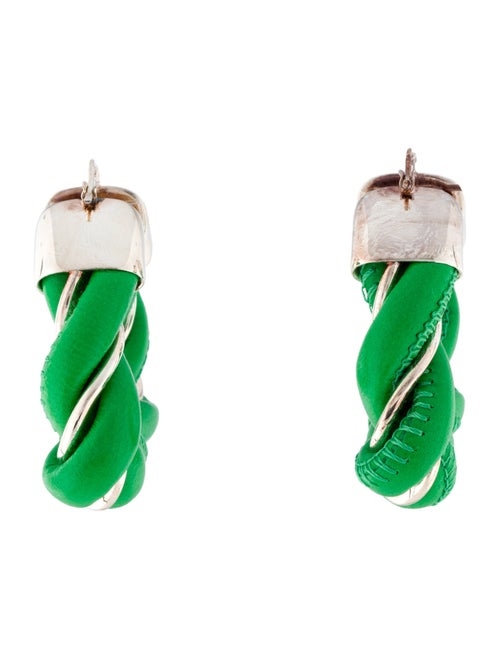 Bottega Veneta Leather Triangle Twist Hoop Earrings